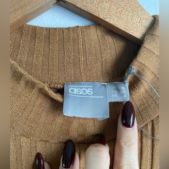 ASOS Camel Ribbed Knit Top - Picture 2 of 3